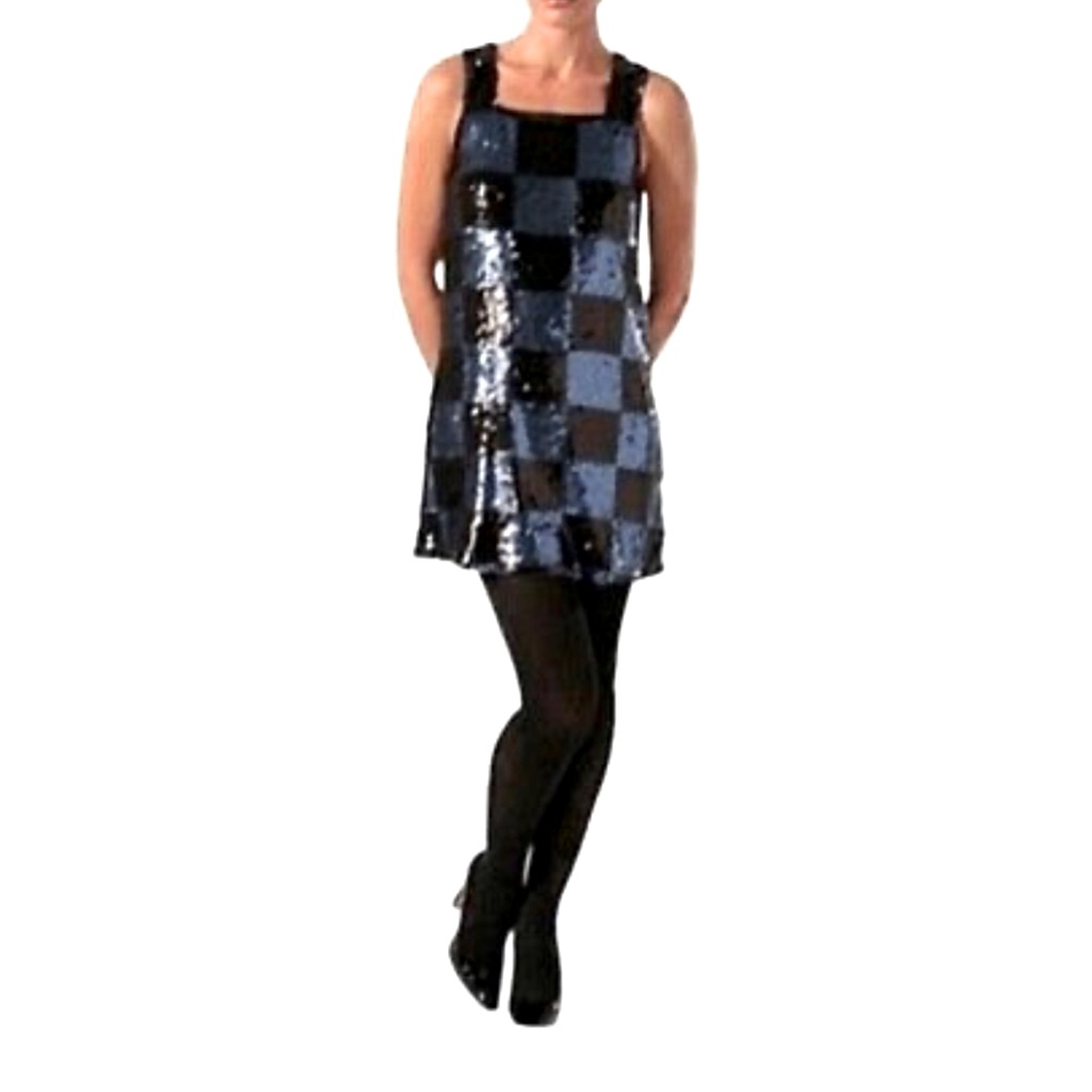Alice + Olivia Sequin Check Shift Dress In Medium